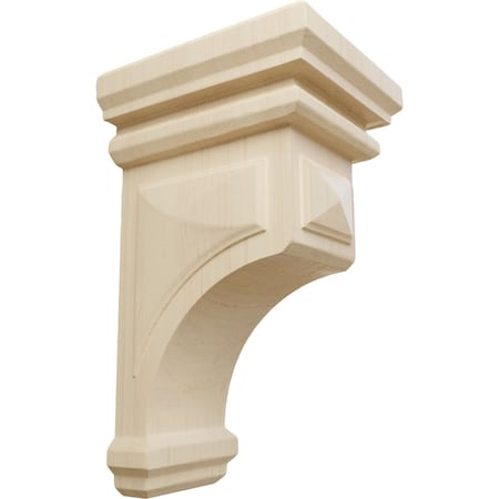 Ekena Millwork 4"W x 4 3/4"D x 8"H Small Woodruff Wood Corbel, Rubberwood CORW04X04X08WFRW